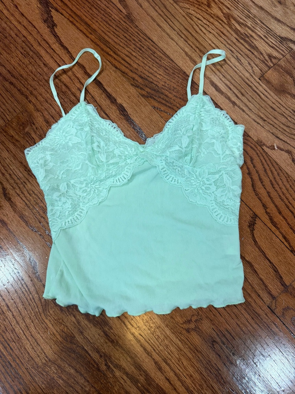 SHEIN Lace-Trim Camisole Tank Top - Mint